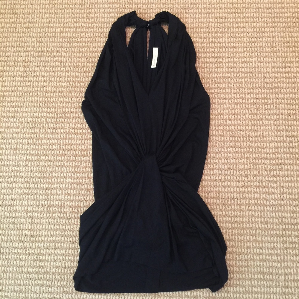 Ramy Brook Black Sleeveless V-Neck Knot Dress XS